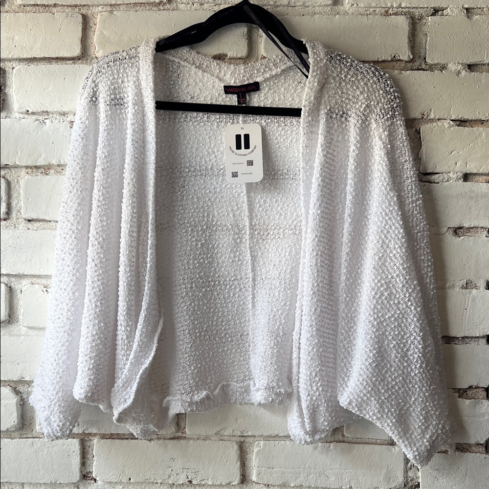 White Open-Front Textured Women's Sweater Cardigan shawl